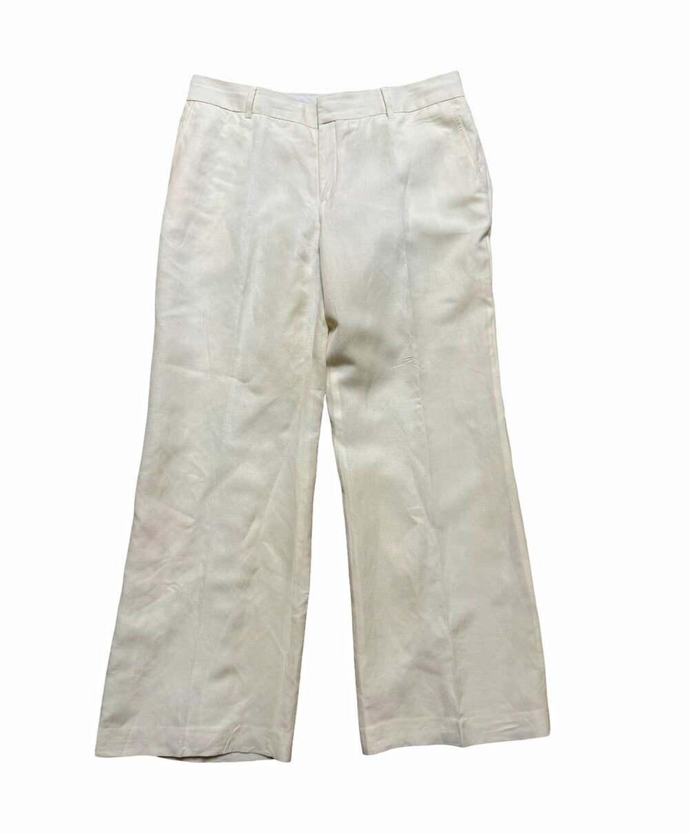 Banana Republic Women’s White Solid Flat Front Linen Blend Dress Pants Size 10